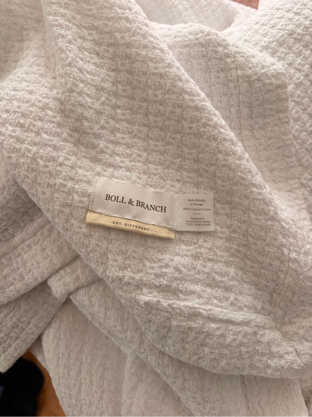 Boll & Branch Modern Crochet Bed Blanket White F/Q - Picture 5 of 6